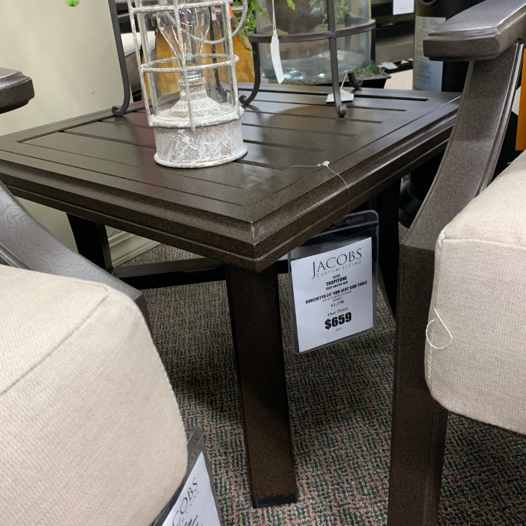 Shop Local Spokane Valley, WA for the best Outdoor Patio Banchetto 24" Square Slat Side Table from Tropitone available at Jacobs Custom Living in Spokane Valley, WA 