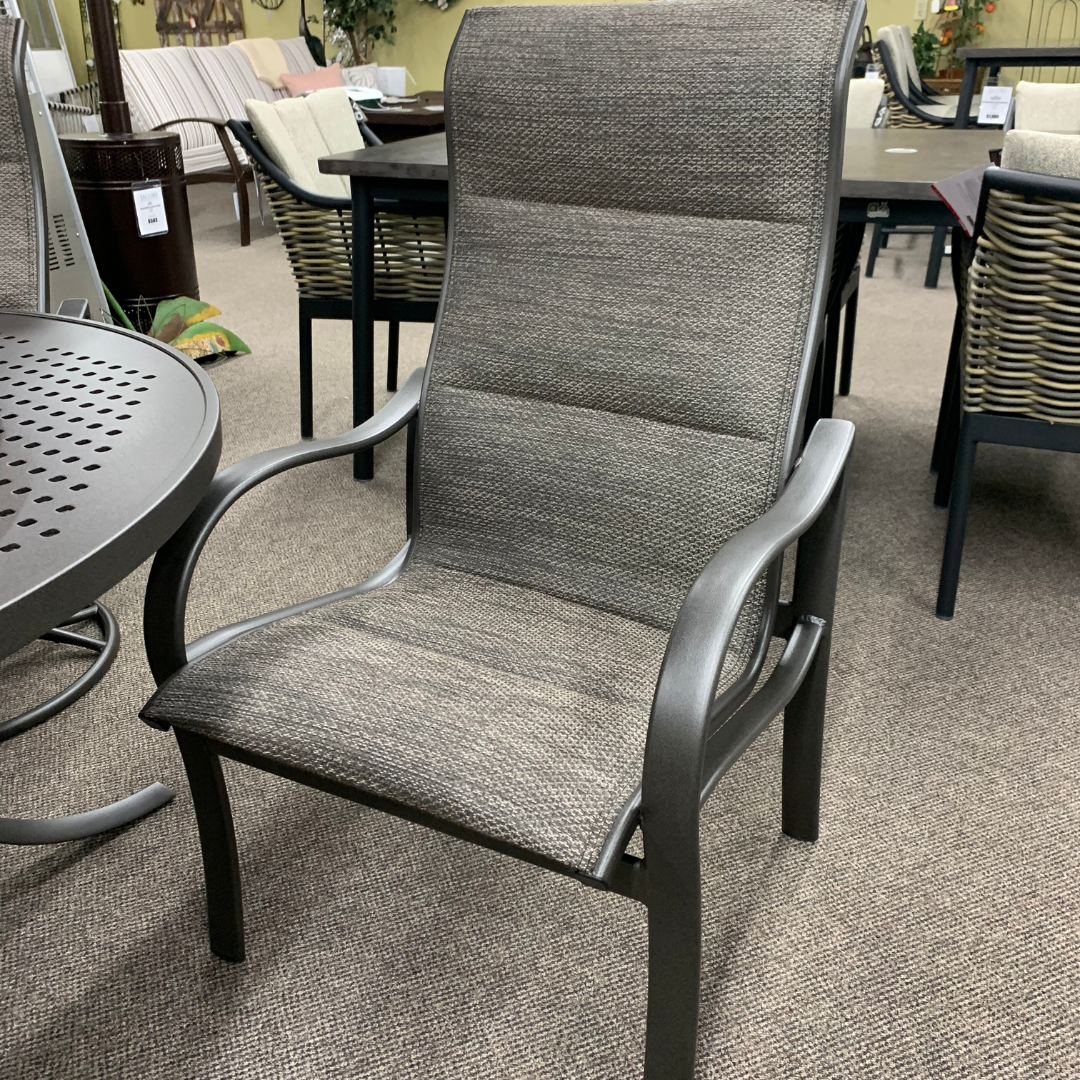 Tropitone Shoreline Padded Sling High Back Dining Chair is available at Jacobs Custom Living in Spokane Valley, WA.