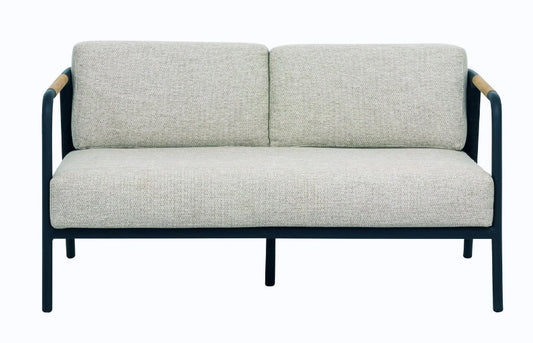 Alfresco Home Elle Belt Deep Seating 54" Loveseat with Teak Arm Rests at Jacobs Custom Living Spokane Valley WA, 99037