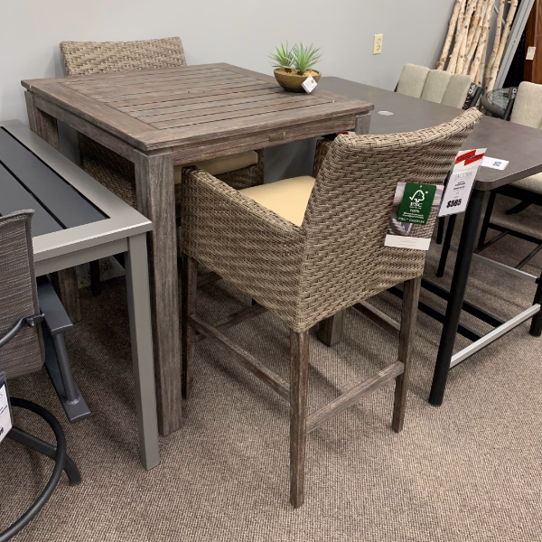 Alfresco Home Malvern 36" Square Wood Bar Table with Umbrella Hole