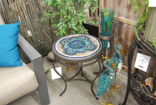 Quality Outdoor Living Made Easy. KNF Designs 18" Sardinia Mosaic Top Side Table at Jacobs Custom Living Spokane Valley WA, 99037. Give yourself permission to relax.