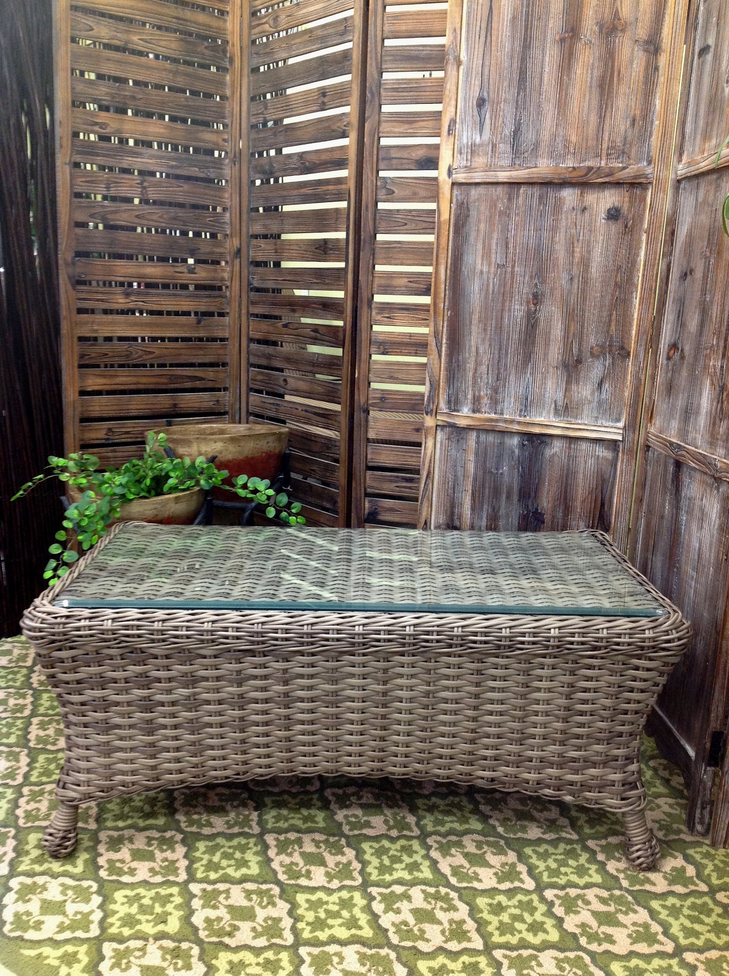 Captiva Outdoor Patio Woven Top Coffee Table With Glass | Jacobs Custom Living