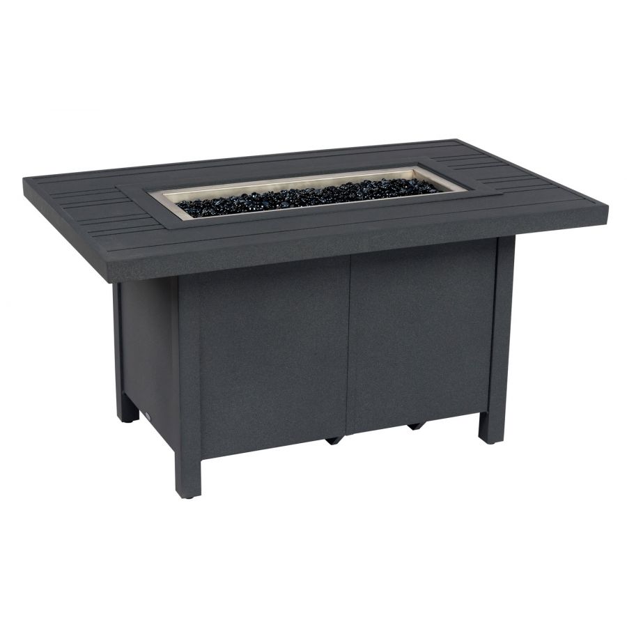 Woodard 30 x 50 Tri-Slat Chat Firepit Table (Espresso Finish) at Jacobs Custom Living in Spokane Valley, WA 99037