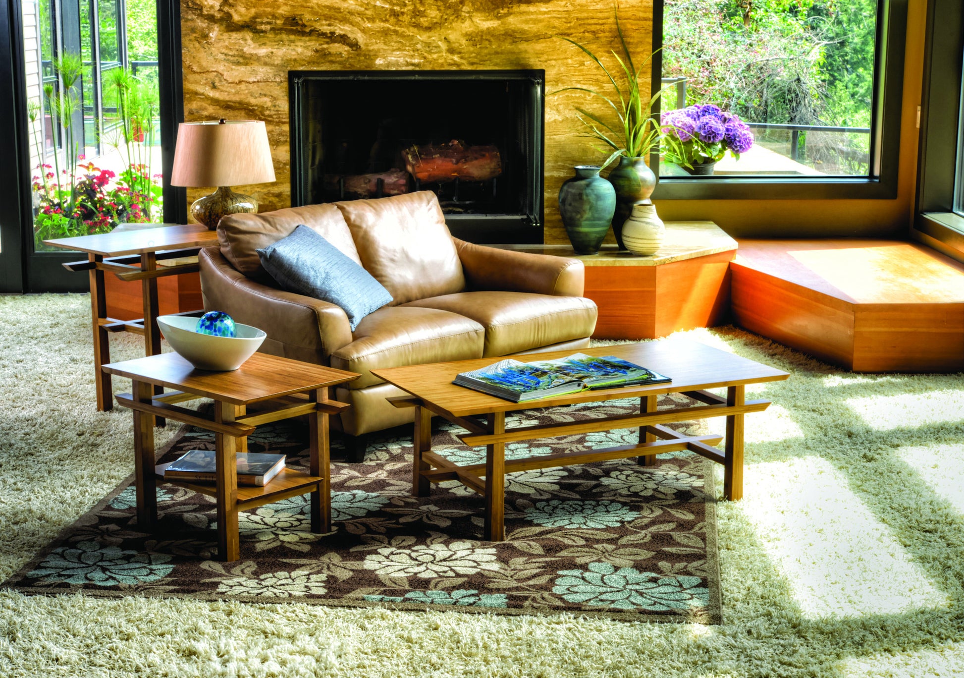 Greenington Lotus End Table Caramalized is available at Jacobs Custom Living.