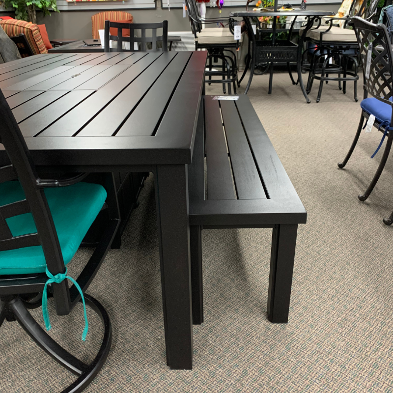 Hanamint Sherwood 16x70 Patio Dining Table Bench at Jacobs Custom Living Spokane Valley WA, 99037