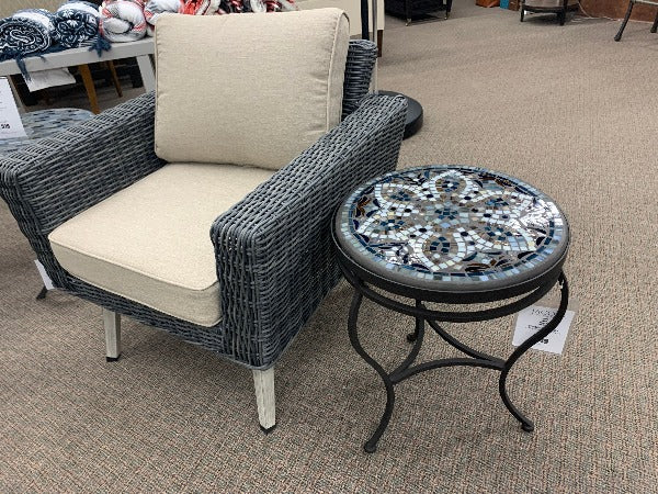 Quality Outdoor Living Made Easy. KNF Designs 18" Grigio Mosaic Top Side Table at Jacobs Custom Living Spokane Valley WA, 99037. Give yourself permission to relax.