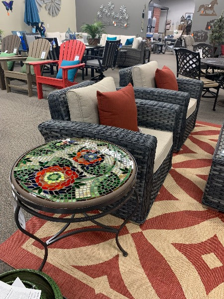 Quality Outdoor Living Made Easy. KNF Designs 24" Dahlia Mosaic Top Side Table at Jacobs Custom Living Spokane Valley WA, 99037. Give yourself permission to relax.