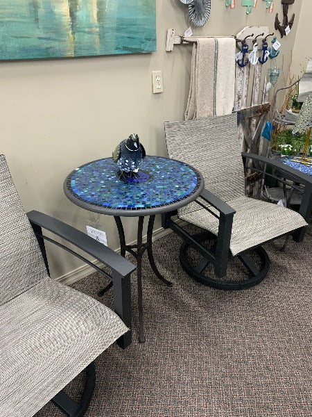 Quality Outdoor Living Made Easy. KNF Designs 24" Elements Opal Glass Mosaic Top Side Table at Jacobs Custom Living Spokane Valley WA, 99037. Give yourself permission to relax.