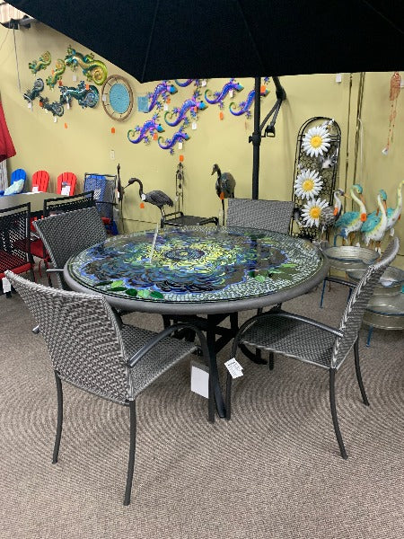 Quality Outdoor Living Made Easy. KNF Designs Giovella Mosaic Top Dining Set at Jacobs Custom Living Spokane Valley WA, 99037. Give yourself permission to relax.