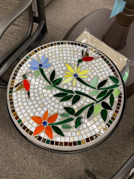 Quality Outdoor Living Made Easy. KNF Designs 18" Hummingbird Mosaic Top Side Table at Jacobs Custom Living Spokane Valley WA, 99037. Give yourself permission to relax.