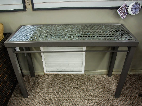 KNF Designs 46"x 16" Kenilworth Fog Mosaic Console Table