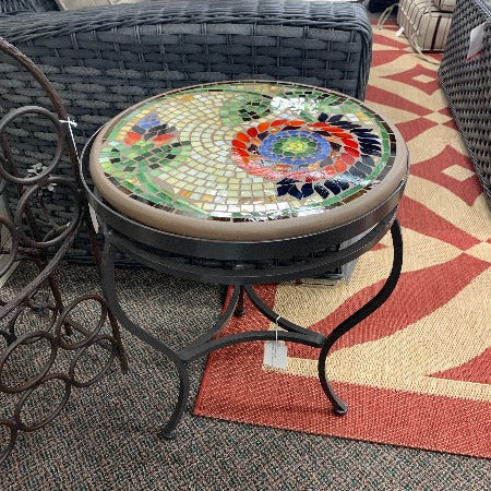 KNF Designs Outdoor Patio 18" Dahlia Mosaic Top Side Table