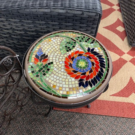 KNF Designs Outdoor Patio 18" Dahlia Mosaic Top Side Table