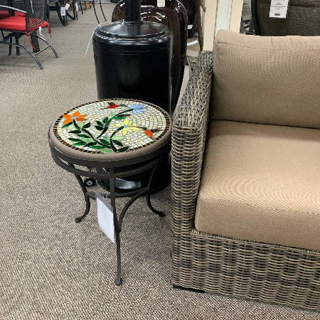 Quality Outdoor Living Made Easy. KNF Designs 18" Hummingbird Mosaic Top Side Table at Jacobs Custom Living Spokane Valley WA, 99037. Give yourself permission to relax.