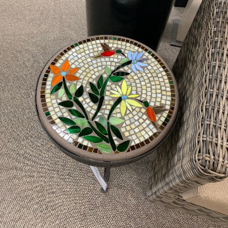 Quality Outdoor Living Made Easy. KNF Designs 18" Hummingbird Mosaic Top Side Table at Jacobs Custom Living Spokane Valley WA, 99037. Give yourself permission to relax.