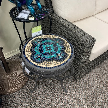 Quality Outdoor Living Made Easy. KNF Designs 18" Sardinia Mosaic Top Side Table at Jacobs Custom Living Spokane Valley WA, 99037. Give yourself permission to relax.