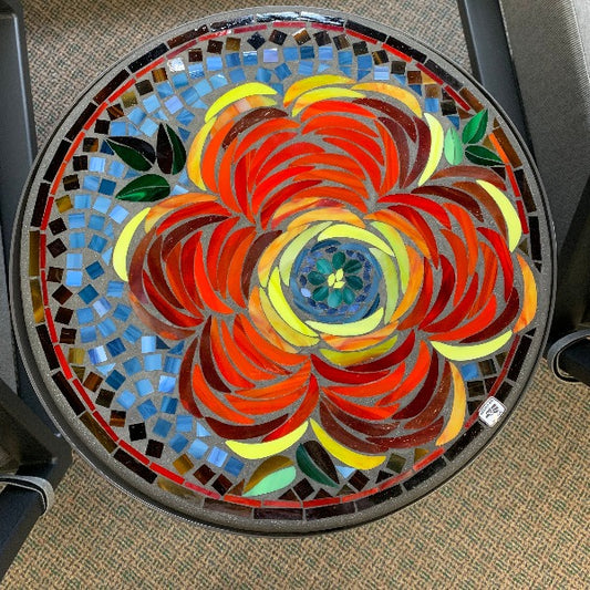 KNF Designs Outdoor Patio 18" Zinnia Mosaic Top Side Table