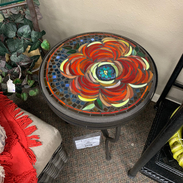 KNF Designs Outdoor Patio 18" Zinnia Mosaic Top Side Table