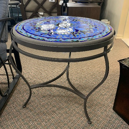 Quality Outdoor Living Made Easy. KNF Designs 24" Blue Flower Mosaic Top Side Table at Jacobs Custom Living Spokane Valley WA, 99037. Give yourself permission to relax.