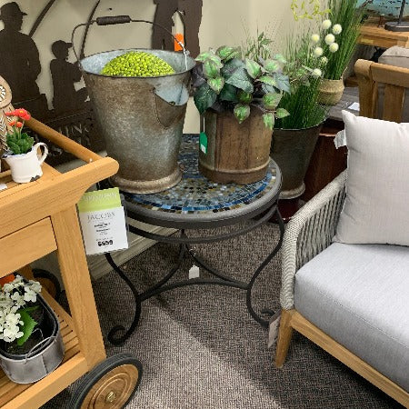 Quality Outdoor Living Made Easy. KNF Designs 24" Elements Slate Glass Mosaic Top Side Table at Jacobs Custom Living Spokane Valley WA, 99037. Give yourself permission to relax.