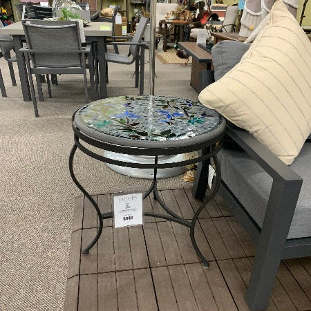 Quality Outdoor Living Made Easy. KNF Designs 24" Royal Hummingbird Mosaic Top Side Table at Jacobs Custom Living Spokane Valley WA, 99037. Give yourself permission to relax.