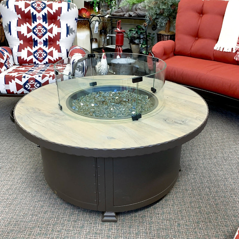 OW Lee Buckskin 42" Round Fire Pit Table W/Hammered Edge