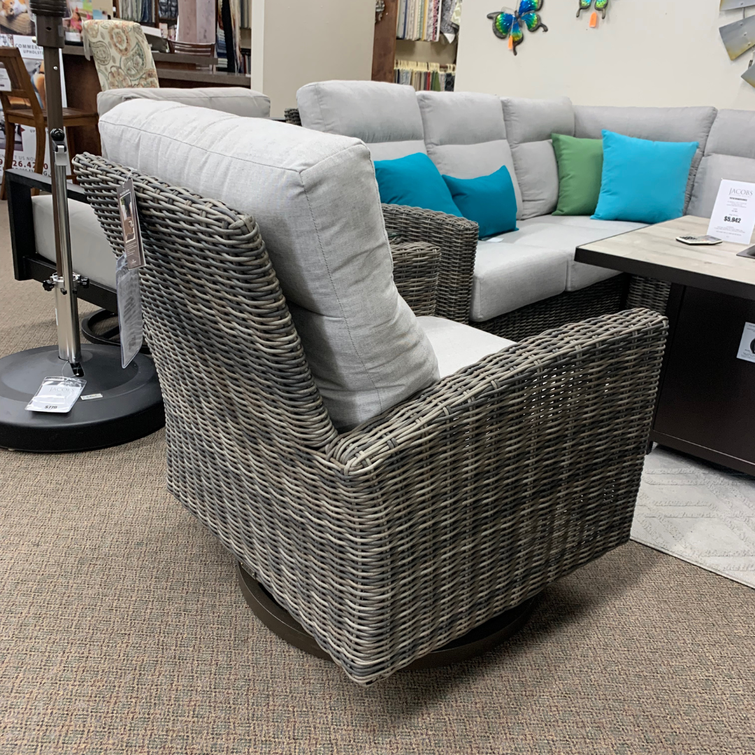 Patio Renaissance Eureka Resin Wicker Patio Club Swivel Rocker  | Jacobs Custom Living