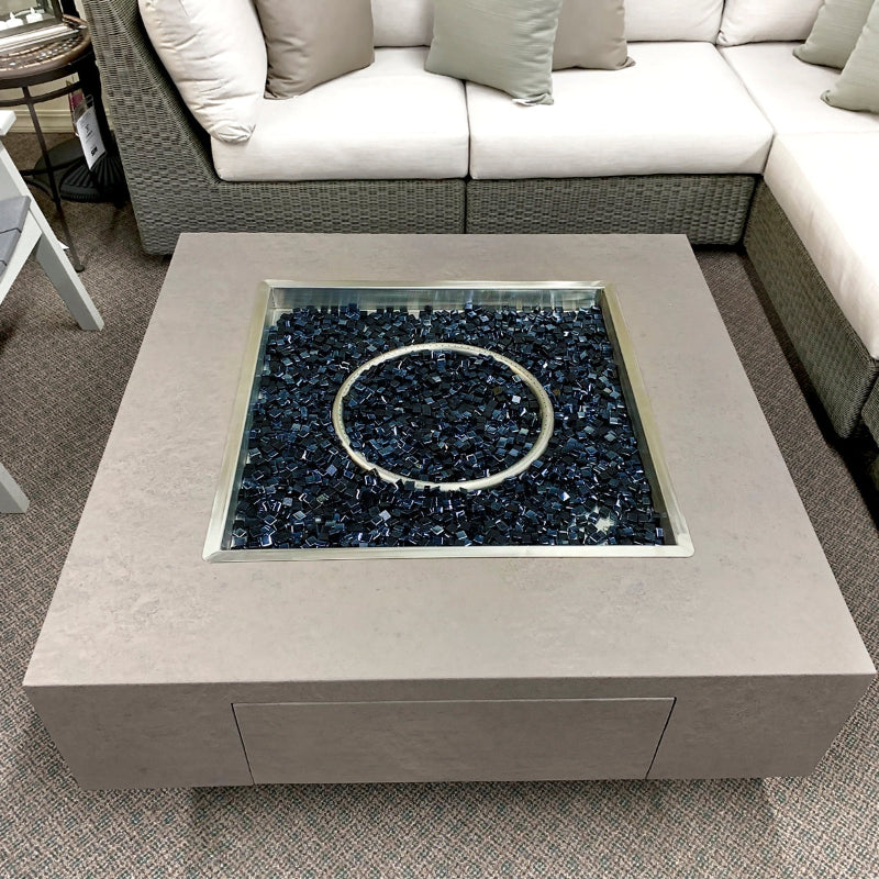 Patio Renaissance Faux Concrete 42" Square Fire Pit Table W/Lid