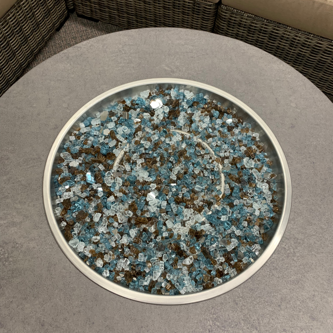 Patio Renaissance Faux Concrete Round Occasional Fire Pit Table