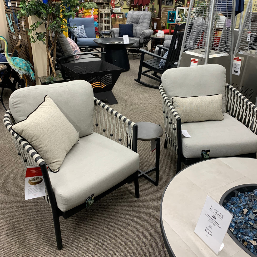 Sunbrella Lumbar Outdoor Patio Throw Pillow in Cream with Black Welt is available at Jacobs Custom Living in Spokane Valley, WA.