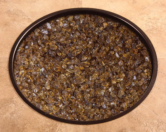 Amber Crushed Glass Fire Media Kit is available at Jacobs Custom Living Spokane Valley showroom.