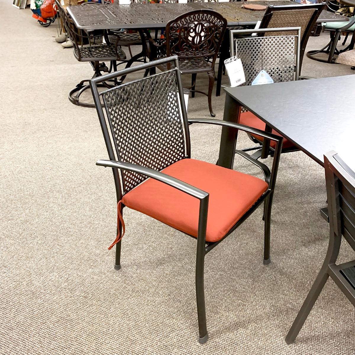 Reno Patio Dining Arm Chair is available at Jacobs Custom Living Spokane Valley showroom.