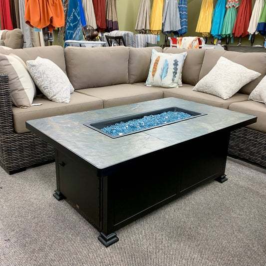 O.W. Lee Azul Slate Rectangle Fire Pit is available at Jacobs Custom Living our Jacobs Custom Living Spokane Valley showroom.