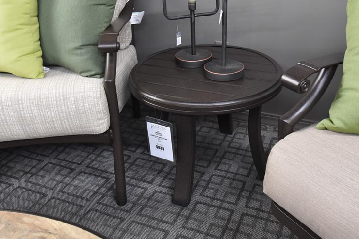 Tropitone Banchetto 24" Round Tea Table is available in our Jacobs Custom Living Spokane Valley WA Showroom.