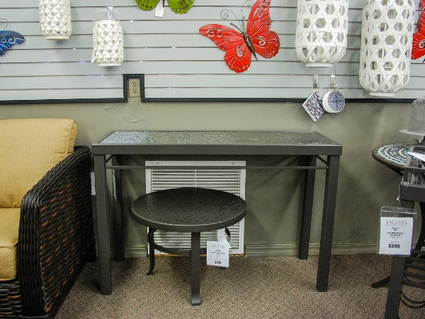 Quality Outdoor Living Made Easy. KNF Designs 46"x 16" Kenilworth Fog Mosaic Console Table at Jacobs Custom Living Spokane Valley WA, 99037. Give yourself permission to relax.