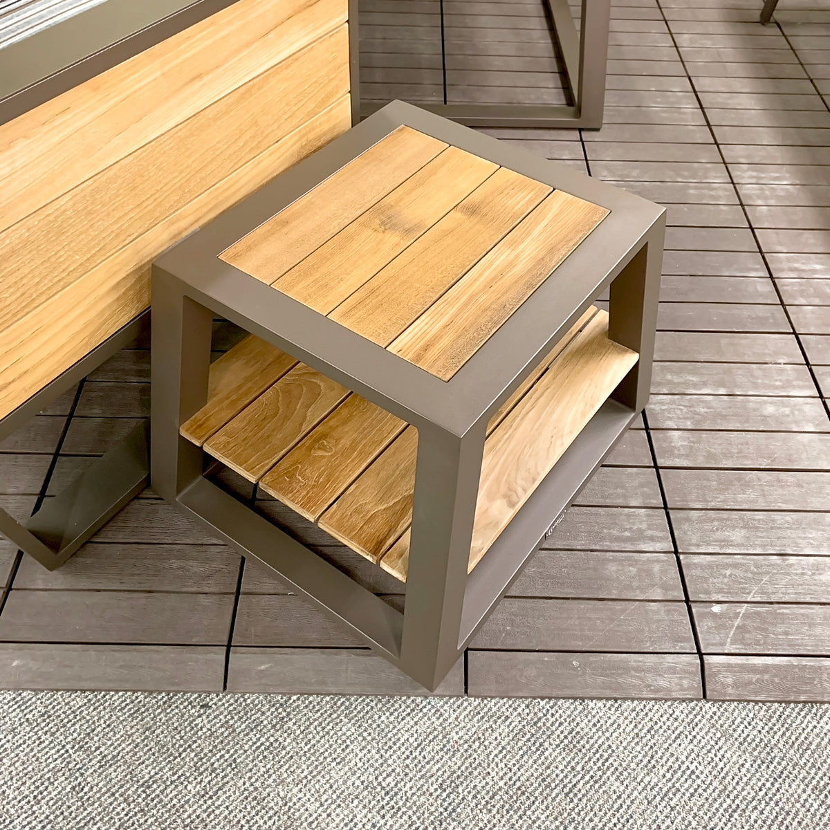 IndoSoul St. Lucia Outdoor End Table in our Jacobs Custom Living Spokane Valley showroom.