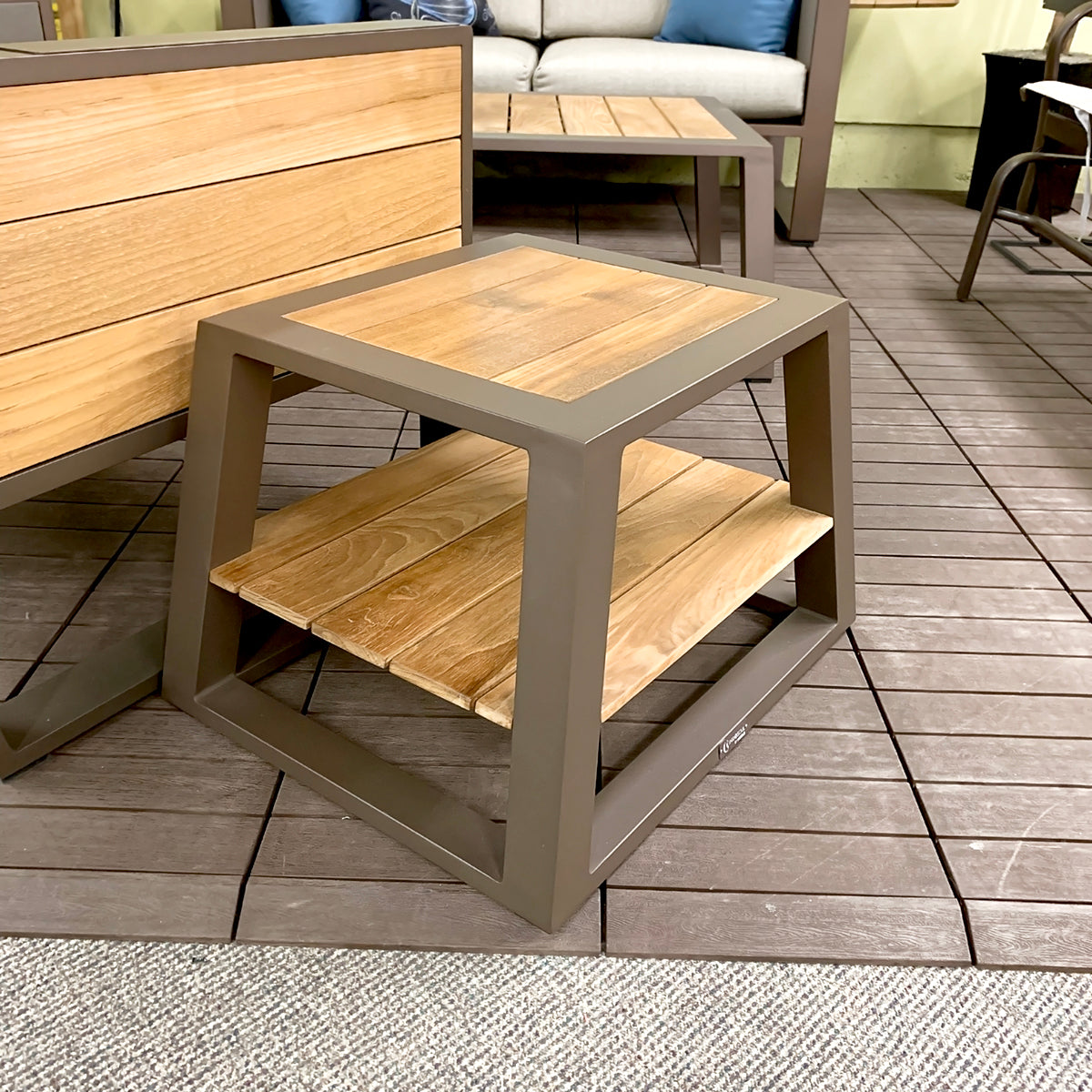 IndoSoul St. Lucia Outdoor End Table in our Jacobs Custom Living Spokane Valley showroom.