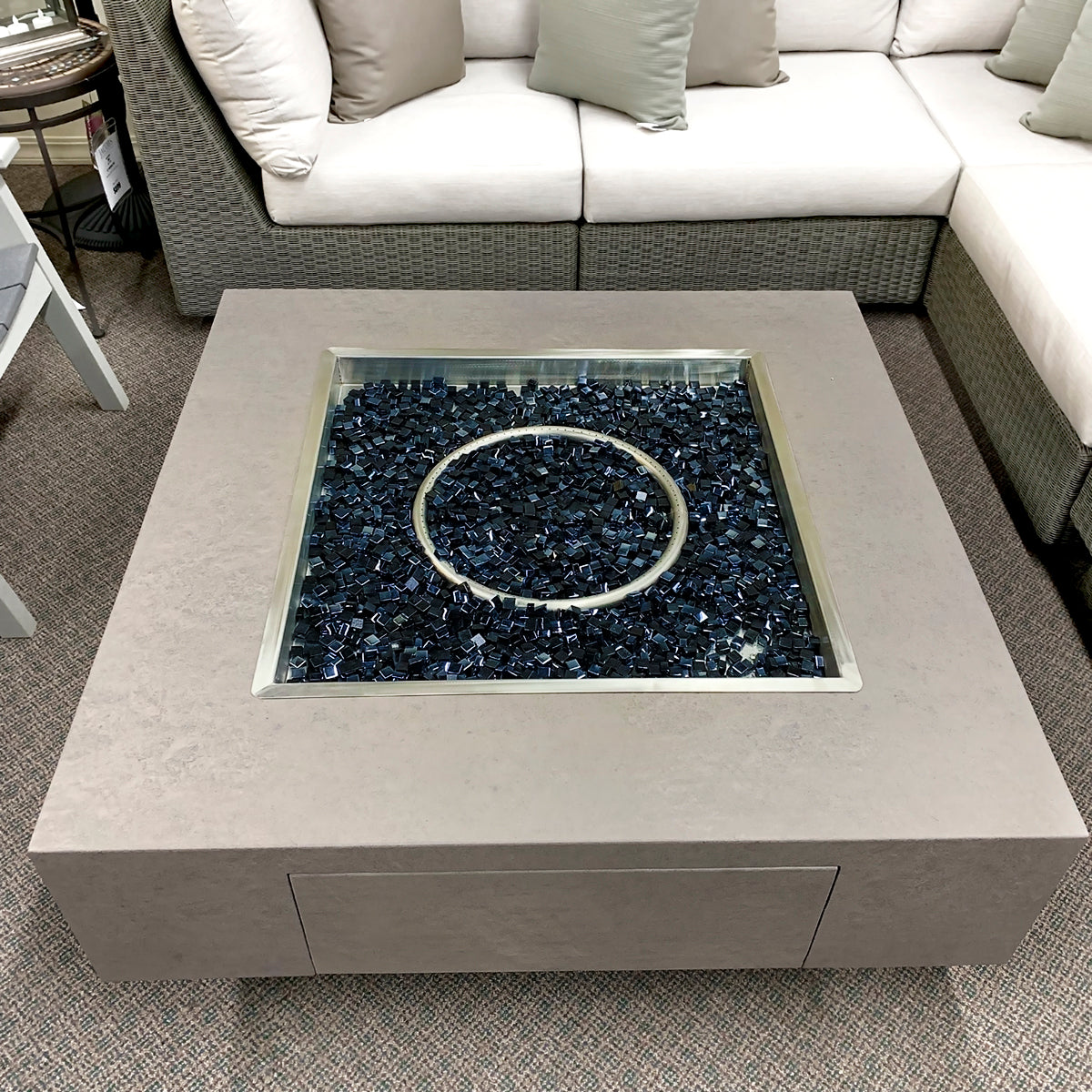 Patio Renaissance Faux Concrete 42" Square Fire Pit with Lid is available at Jacobs Custom Living our Jacobs Custom Living Spokane Valley showroom.