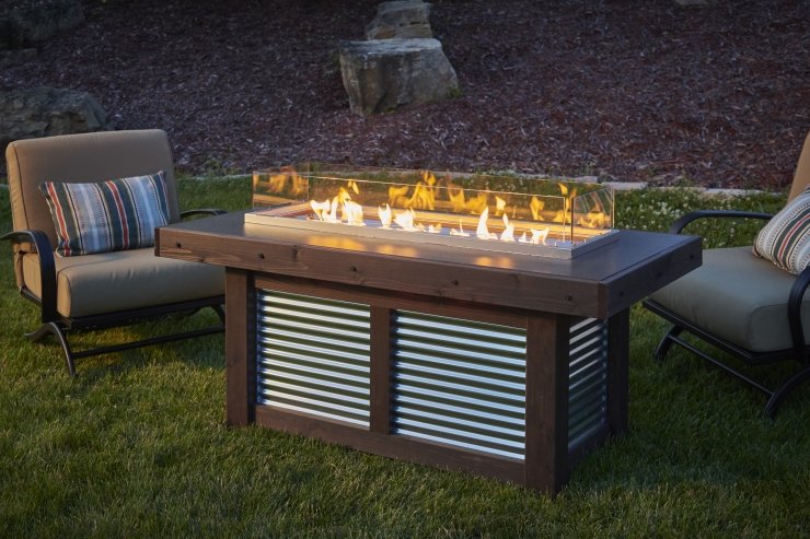 denali brew linear fire pit table at jacobs custom living spokane wa