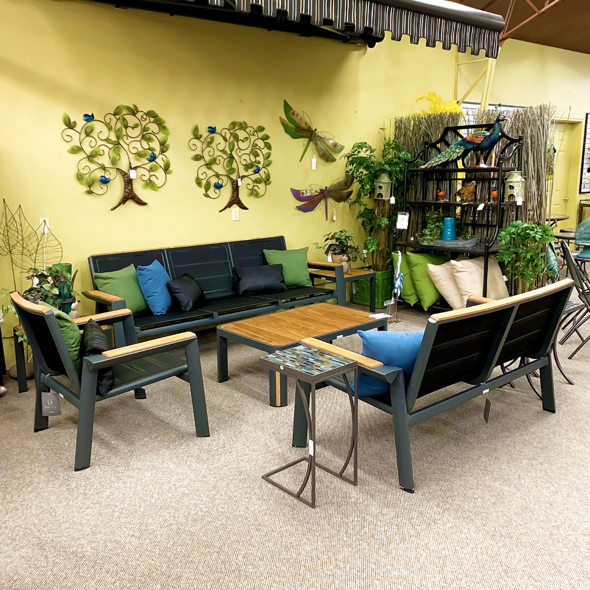 IndoSoul Geneva Outdoor Patio Coffee Table With Full Teak Top in our Jacobs Custom Living Spokane Valley showroom.