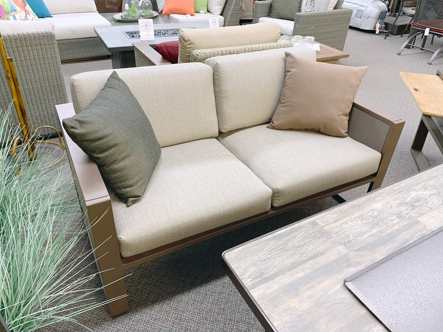 IndoSoul St. Lucia Outdoor Loveseat in our Jacobs Custom Living Spokane Valley showroom.