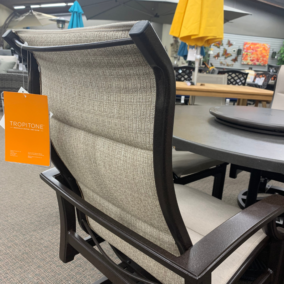 Shop Local Spokane Valley, WA for the best Outdoor Patio Marconi High Back Padded Sling Swivel Rocker from Tropitone available at Jacobs Custom Living in Spokane Valley, WA 