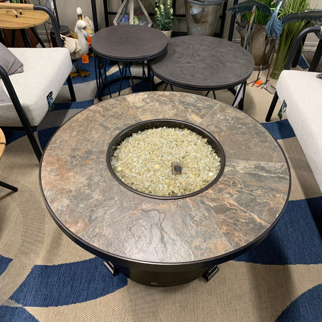 OW Lee Fire Pit - Rustic Slate 36" Round Fire Table is available at Jacobs Custom Living our Jacobs Custom Living Spokane Valley showroom.