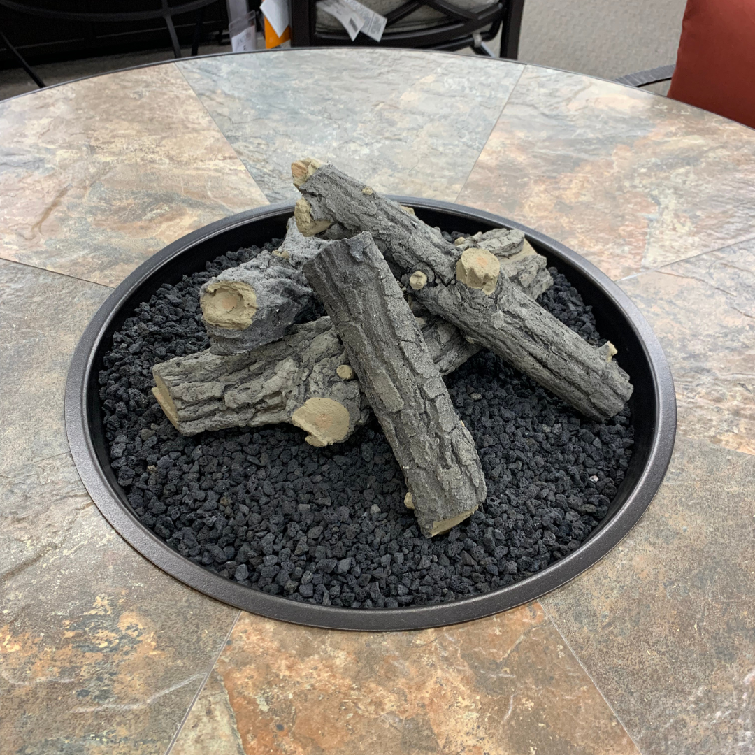 OW Lee Rustic Slate 54" Round Dining Height Fire Table | Jacobs Custom Living