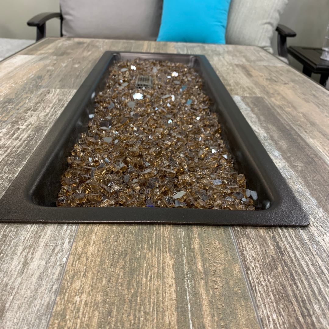 OW Lee Fire Pit - Santorini Venice Beach 30" x 50" Rectangular Chat Height Fire Table is available at Jacobs Custom Living.