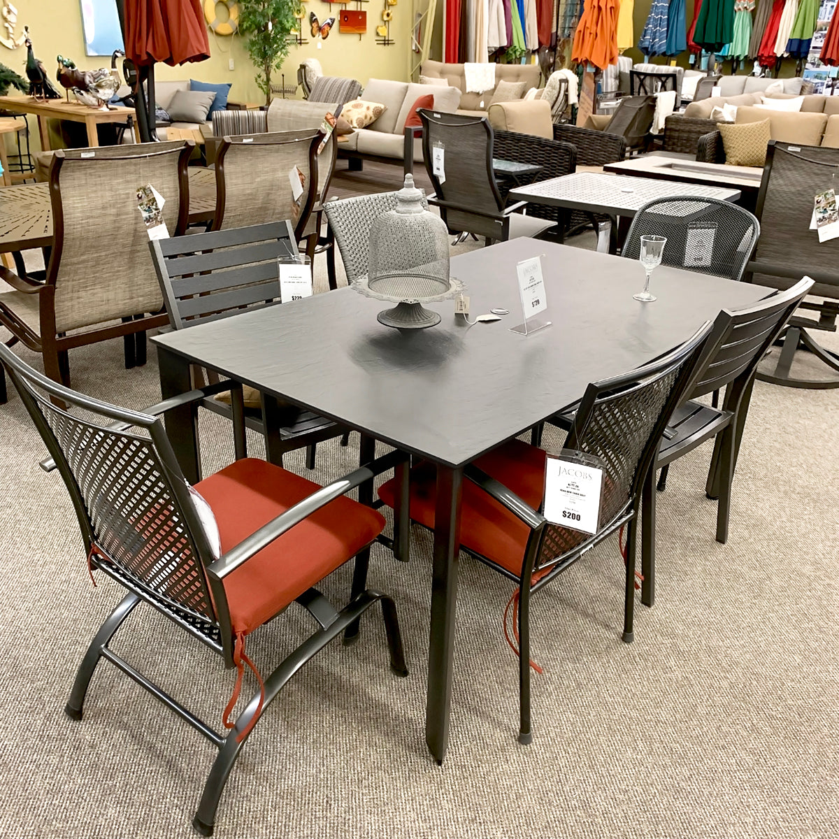 Reno Patio Dining Arm Chair is available at Jacobs Custom Living Spokane Valley showroom.