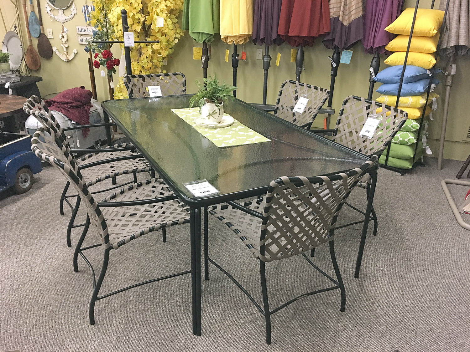 The Brown Jordan Outdoor Tamiami Dining Arm Chair is available in our Jacobs Custom Living Spokane Valley showroom.