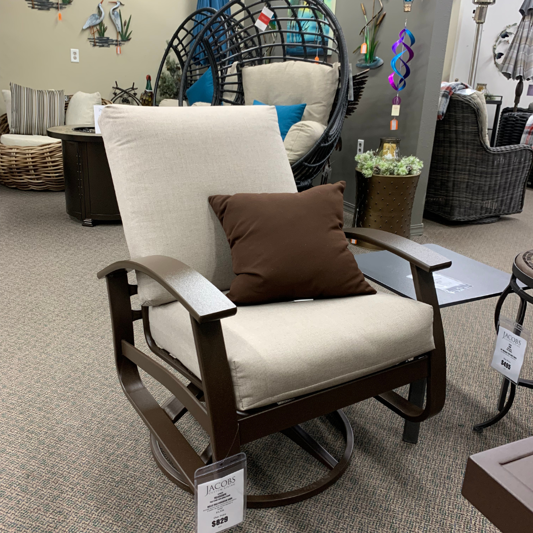Shop Local Spokane Valley, WA for the best Outdoor Patio Cushion Belle Isle Swivel Rocker from Telescope available at Jacobs Custom Living in Spokane Valley, WA 