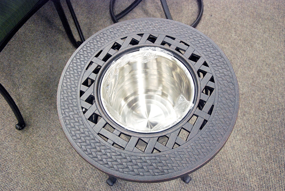 Hanamint Berkshire 20" round ice bucket side table is available in our Jacobs Custom Living Spokane Valley Showroom.